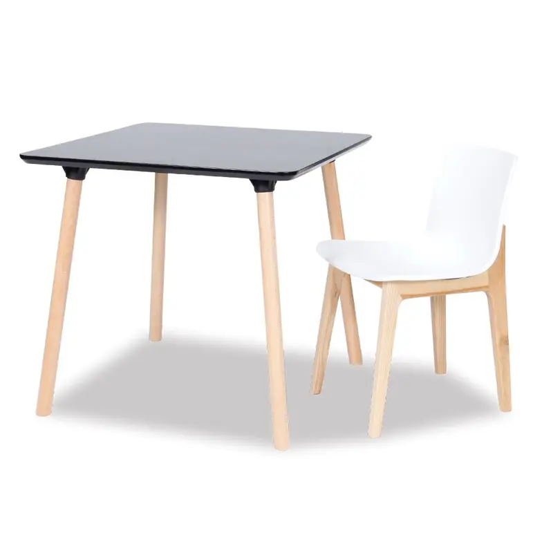 Massa Table - 80x80cm - Natural Legs - Black Top
