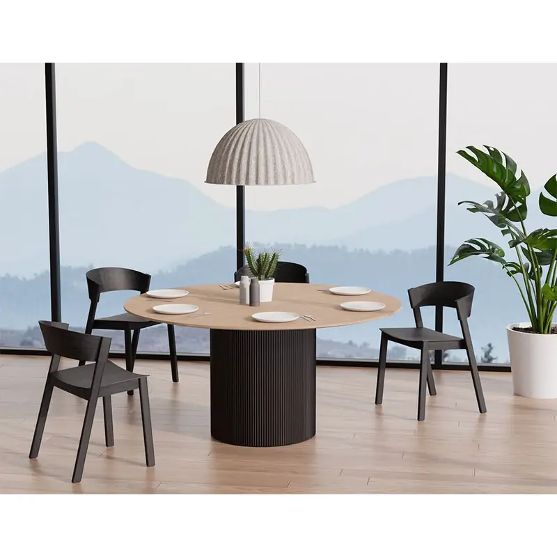 Mimi Dining Table - Black - Natural - 155cm