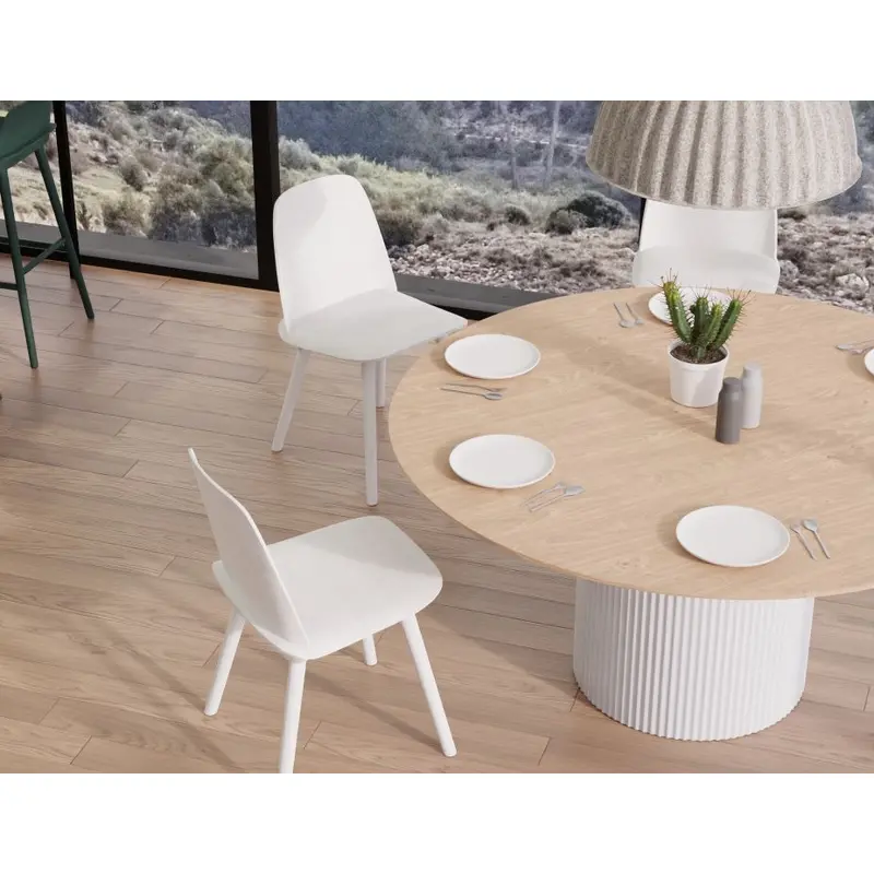 Mimi Dining Table - White - Natural - 155cm