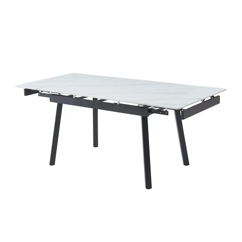 Clara Extension Dining Table Snow White Ceramic