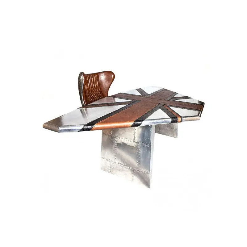 Stealth Wing Aluminium Brown And Black Leather Union Jack Table